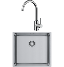 Комплект Мойка кухонная Omoikiri TADZAVA 49-U/I-IN ULTRA 15 нержавеющая сталь + Смеситель Shinagawa BN нержавеющая сталь