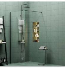 Душевая перегородка Kerama Marazzi Vetro VE.90.WI.BLK.M 90 см, профиль матовый черный, стекло прозрачное