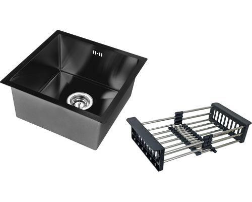 Мойка кухонная Wisent WS34444B с PVD покрытием, с коландером