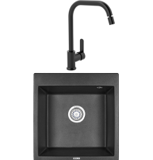 Комплект Мойка кухонная Granula 5102, черный + Смеситель MEGA City MG- ZRV104-B черный