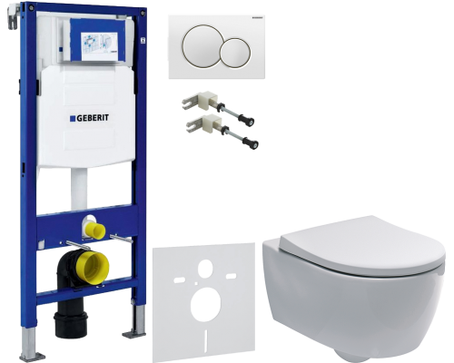 Комплект Унитаз подвесной Geberit iCon 204060000 + Крышка Slim 500.670.01.1 + Крепления Duofix 111.815.00.1 к стене + Шумоизоляция 156.050.00.1 + Инсталляция UP 320 111.300.00.5 + Кнопка Sigma 01 115.770.11.5 белая