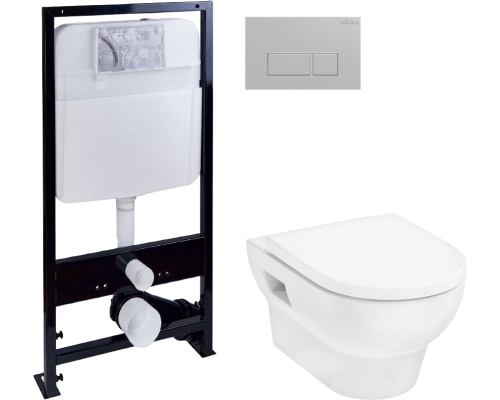 Комплект Унитаз подвесной Hansgrohe GladeLake S безободковый, с микролифтом + Инсталляция EWRIKA ProLT 0026-2020 + Кнопка 0040 хром матовый