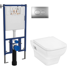 Комплект Унитаз подвесной Hansgrohe CreekTide Q безободковый, с микролифтом + Инсталляция DIWO 4501 + Кнопка 7311 хром матовый