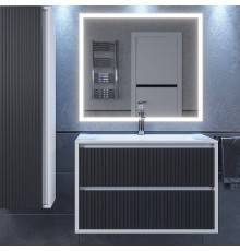 Мебель для ванной комнаты Uperwood Next 80 подвесная, белая, графит, 2 ящика