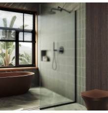 Душевая перегородка Maybahglass MGD-690-6у 89 см, профиль черный, стекло сатин