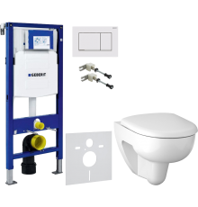 Комплект Унитаз подвесной Geberit Renova 500.801.00.1 с сиденьем и быстросъемной крышкой с микролифтом + Крепления Duofix 111.815.00.1 к стене + Шумоизоляция 156.050.00.1 + Инсталляция UP 320 111.300.00.5 + Кнопка Sigma 30 115.883.JT.1 белая матовая, хром