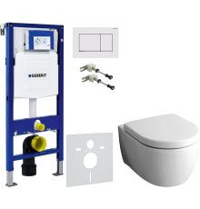 Комплект Унитаз подвесной Geberit iCon 204060000 + Крышка 574130000 + Крепления Duofix 111.815.00.1 к стене + Шумоизоляция 156.050.00.1 + Инсталляция UP 320 111.300.00.5 + Кнопка Sigma 30 115.883.JT.1 белая матовая, хром глянцевый