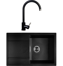 Комплект Мойка кухонная Wisent MW780-25 оникс + Смеситель W4998-3-25C оникс, хром
