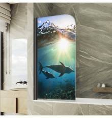 Шторка на ванну Maybahglass MGV-930-ФП004-6 80 см, профиль черный