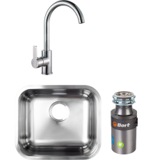 Комплект Мойка кухонная Grandex Aqua Select 200334 + Смеситель Alveus Tonia 1129053 + Измельчитель Bort Titan 4000 Plus