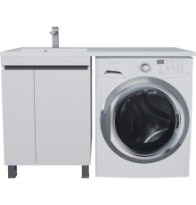 Тумба с раковиной Uperwood Magenta 50 L под стиральную машину, напольная, белая, графит, с дверцами