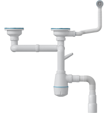 Сифон для мойки Bath Master BM0202SP для двойной мойки с переливом
