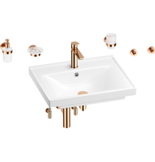 Комплект Wellsee FreeDom 201006994 глянцевый белый, розовое золото, 9 в 1