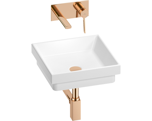 Комплект Wellsee Doux 201002214 С ВНУТРЕННЕЙ ЧАСТЬЮ, белый глянцевый, розовое золото, 4 в 1