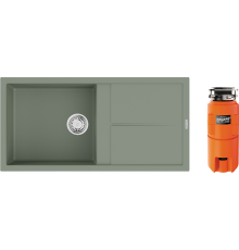 Комплект Мойка кухонная Omoikiri Sumi 100A-WG wind green + Измельчитель Nagare slim 1250