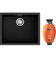 Комплект Мойка кухонная Omoikiri Yamakawa 55T-U/I-BL черная + Измельчитель Nagare 1000