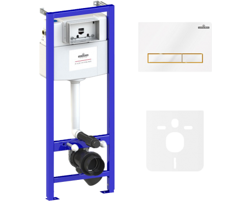 Система инсталляции для унитазов Lavinia Boho RelFix 77010023 4 в 1 с кнопкой смыва, белый, золотой глянец