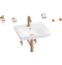 Комплект Wellsee FreeDom 201006829 глянцевый белый, розовое золото, 9 в 1