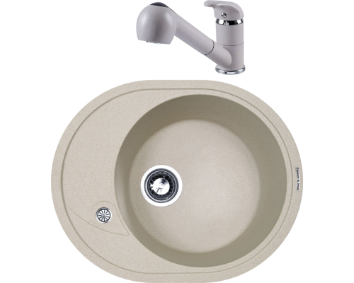 Комплект Мойка кухонная Zigmund   Shtain Kreis OV 575 осенняя трава + Смеситель ZS 1200 осенняя трава