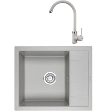 Комплект Мойка кухонная KRONA Flugel WR600-500 1 60х50 см, gray + Смеситель Wasser H265 1 gray