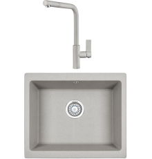 Комплект Мойка кухонная KRONA Quadrat W550-460 1 55х46 см, gray + Смеситель Wasser H300 1 gray