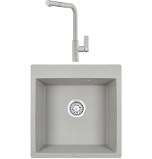 Комплект Мойка кухонная KRONA Quadrat W510-520 1 51х50 см, gray + Смеситель Wasser H300 1 gray