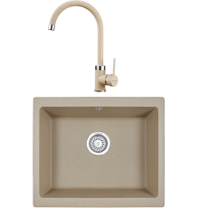 Комплект Мойка кухонная KRONA Quadrat W550-460 1 55х46 см, sand + Смеситель Wasser H265 1 sand