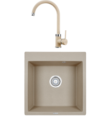 Комплект Мойка кухонная KRONA Quadrat W510-520 1 51х50 см, sand + Смеситель Wasser H265 1 sand