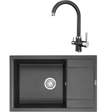 Комплект Мойка кухонная KRONA Flugel WRL780-500 1 78х50 см, black + Смеситель Brunnen H270 1 black