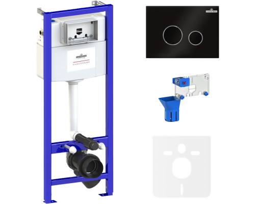 Система инсталляции для унитазов Lavinia Boho RelFix 77010041 5 в 1 с кнопкой смыва и дозатором, глянцевый черный, хром