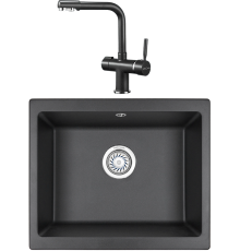 Комплект Мойка кухонная KRONA Quadrat W550-460 1 55х46 см, black + Смеситель Brunnen H290 1 black