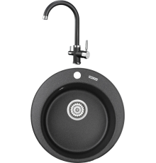 Комплект Мойка кухонная KRONA Runde D475 1 47,5 см, black + Смеситель Brunnen H270 1 black