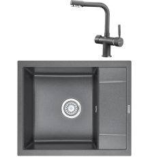 Комплект Мойка кухонная KRONA Flugel WR600-500 1 60х50 см, graphite + Смеситель Brunnen H290 1 graphite