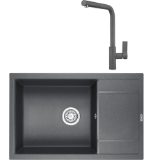 Комплект Мойка кухонная KRONA Flugel WRL780-500 1 78х50 см, graphite + Смеситель Wasser H300 1 graphite