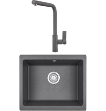 Комплект Мойка кухонная KRONA Quadrat W550-460 1 55х46 см, graphite + Смеситель Wasser H300 1 graphite