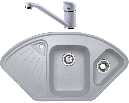 Комплект Мойка кухонная Zigmund   Shtain Eckig 1000.2 млечный путь + Смеситель ZS 0200 млечный путь