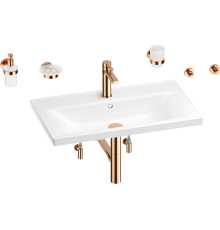 Комплект Wellsee FreeDom 201007079 глянцевый белый, розовое золото, 9 в 1