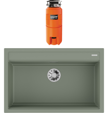 Комплект Мойка кухонная Omoikiri Kitagawa 79-LB-WG wind green + Измельчитель Nagare slim 500