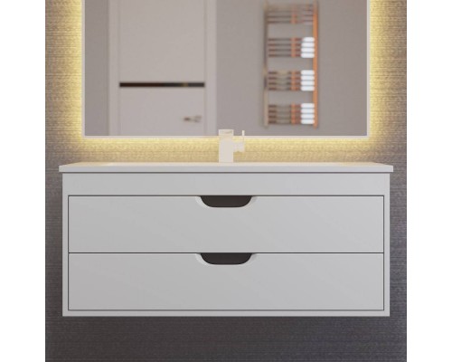 Тумба под раковину Uperwood Modul 100 подвесная, 2 ящика, матовая белая, графит