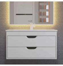 Тумба с раковиной Uperwood Modul 80 подвесная, 2 ящика, матовая белая, графит