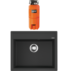 Комплект Мойка кухонная Omoikiri Daisen 60-BL черная + Измельчитель Nagare slim 500