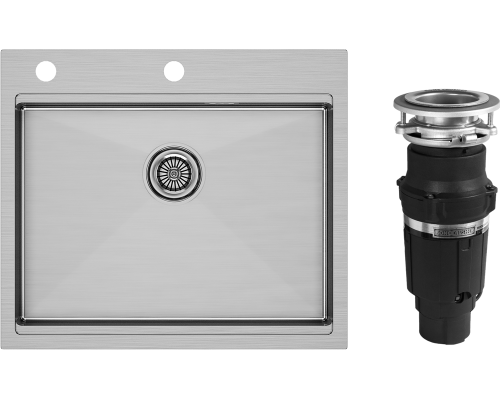 Комплект Мойка кухонная Paulmark Kroner-Pro PM705951-BS брашированная нержавеющая сталь + Измельчитель Bone Crusher BC 610-AS