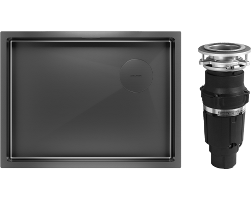 Комплект Мойка кухонная Paulmark Next-Skew PM885844-GM вороненая сталь + Измельчитель Bone Crusher BC 610-AS