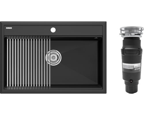 Комплект Мойка кухонная Paulmark Stepia + Step PM117551-AN+R375-BS антрацит + Измельчитель Bone Crusher BC 910-SL-Slim Line