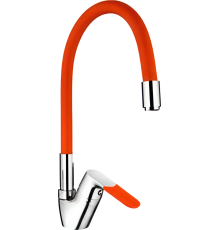 Смеситель для кухни Ledeme H53 L4153-7 с гибким изливом, хром, оранжевый