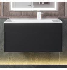 Тумба под раковину Uperwood Lotus 80 подвесная, с ящиком, черная