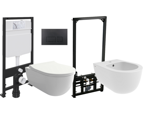 Комплект Унитаз подвесной BOCCHI V-Tondo 1416-001-0129 белый глянцевый + Крышка A0336-001 с микролифтом, глянцевая белая + Инсталляция EWRIKA ProLT 0026-2020 + Кнопка 0044 черная матовая + Биде 1487-001-0120 + Инсталляция AlcaPlast A105 /1120 Комплект Унитаз подвесной BOCCHI V-Tondo 1416-001-0129 белый глянцевый + Крышка A0336-001 с микролифтом, глянцевая белая + Инсталляция EWRIKA ProLT 0026-2020 + Кнопка 0044 черная матовая + Биде 1487-001-0120 + Инсталляция AlcaPlast A105 /1120