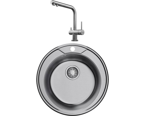 Комплект Мойка кухонная Omoikiri Asida 51 + Смеситель Nagano BN нержавеющая сталь