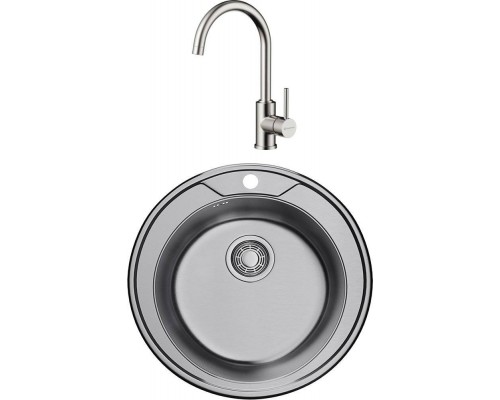 Комплект Мойка кухонная Omoikiri Asida 51 + Смеситель Shinagawa BN нержавеющая сталь