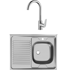 Комплект Мойка кухонная Ukinox Стандарт STD800.600 ---5C 0R- + Смеситель Domaci Равенна ND-05cr